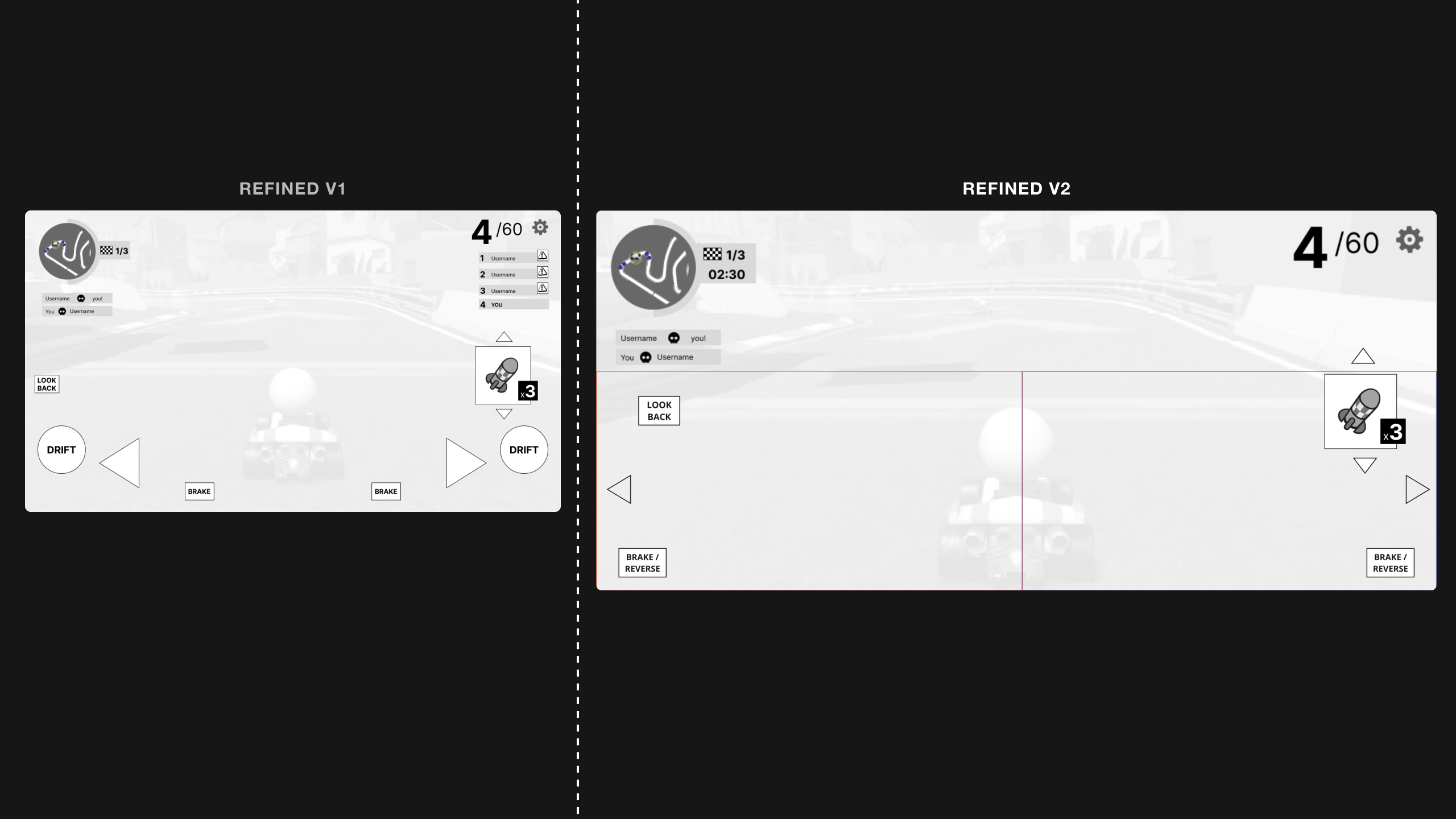 Refined control scheme wireframes