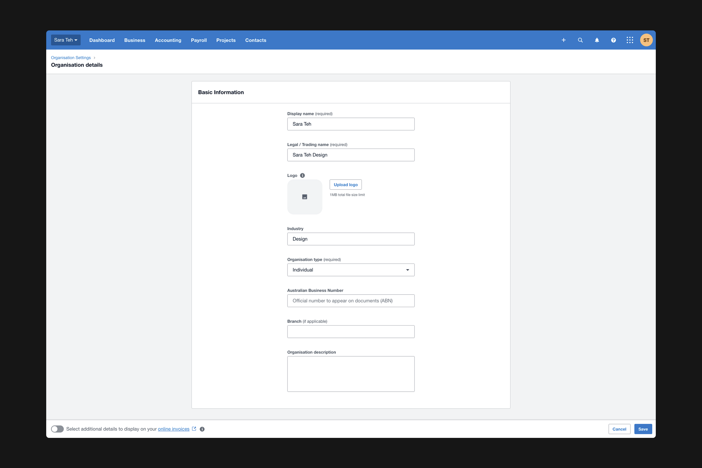 Organisation Details redesign