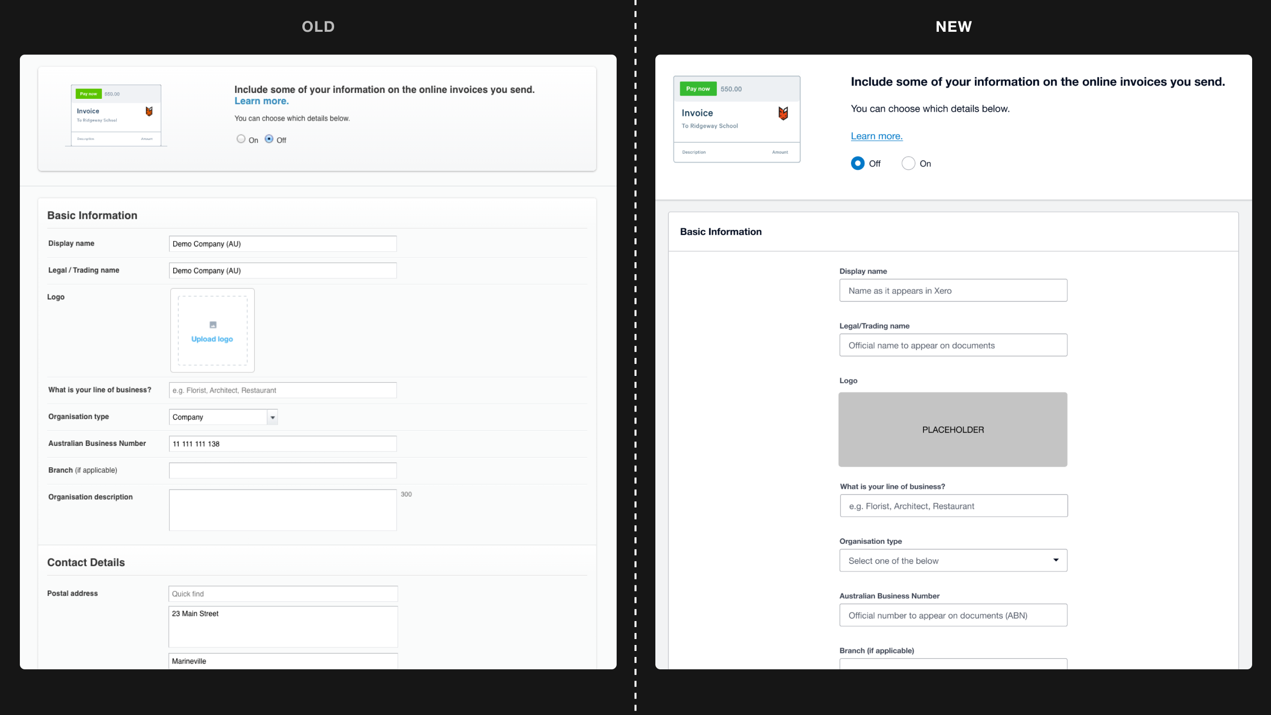 Old vs new design systems of organisation details