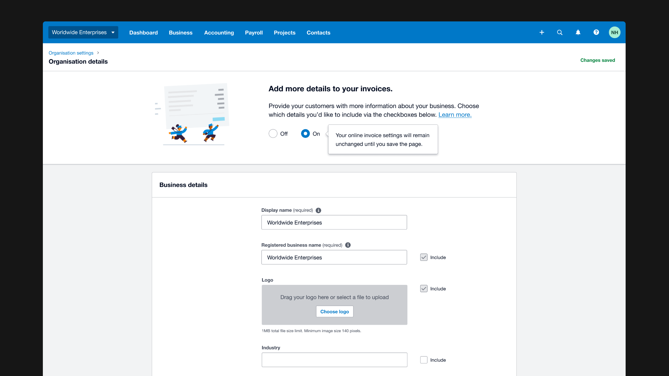 Exploration of organisation details
